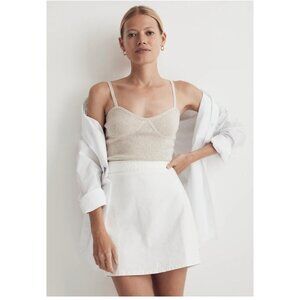 Madewell $70 Denim High Waist Straight Mini Skirt White Size 26 NF953